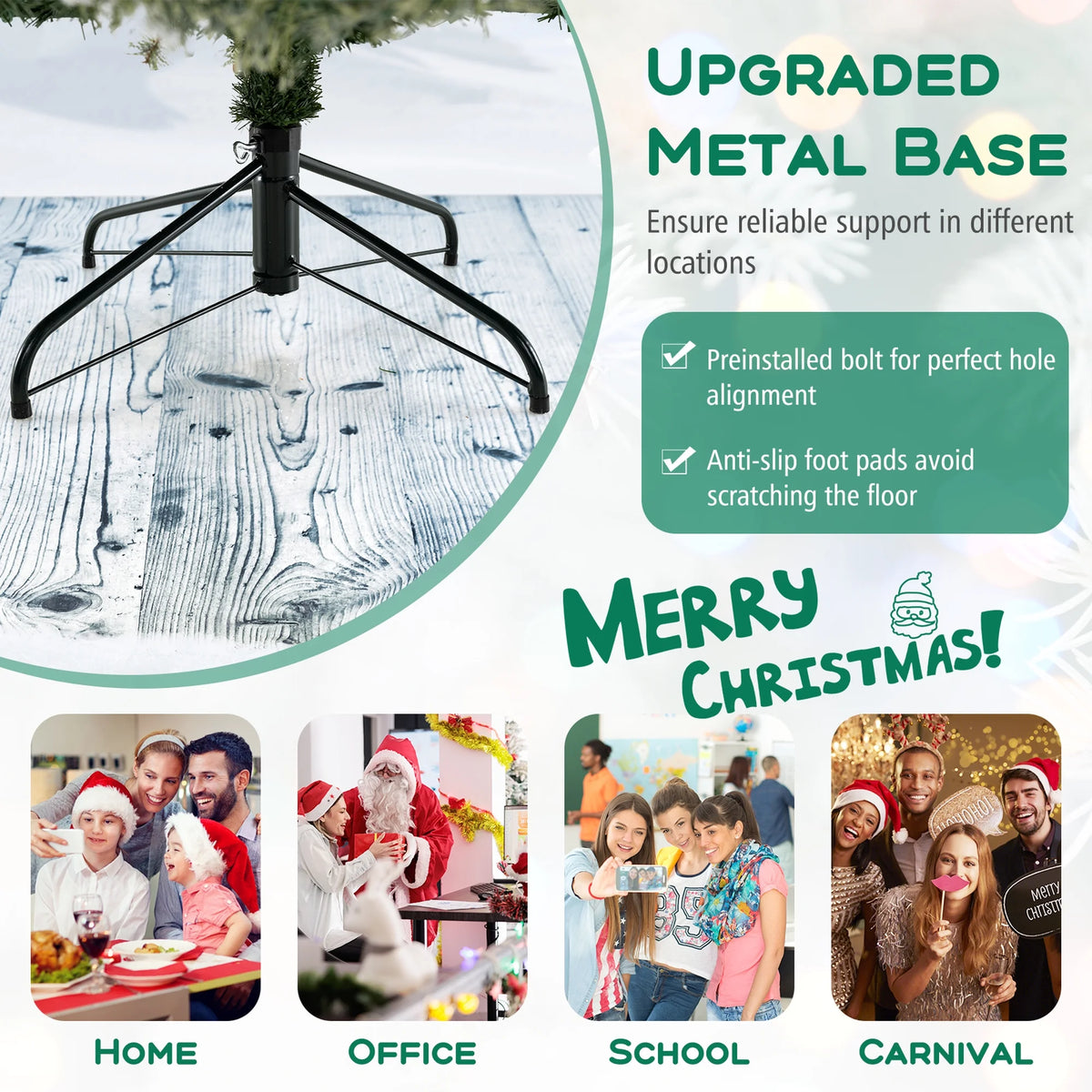 Costway 9 FT Artificial Christmas Tree with  360?�� Quick Power Connector 1714 Pine Needles