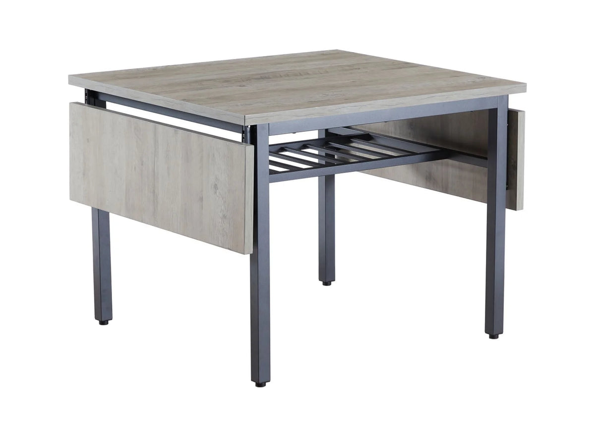 Drop Leaf Kitchen Table for 2-6 People, Small Folding Dining Table with Storage Rack and 1.2 Inches Thick Table Top, Extendable Dining Table for Apartment, Small Spaces, Grey