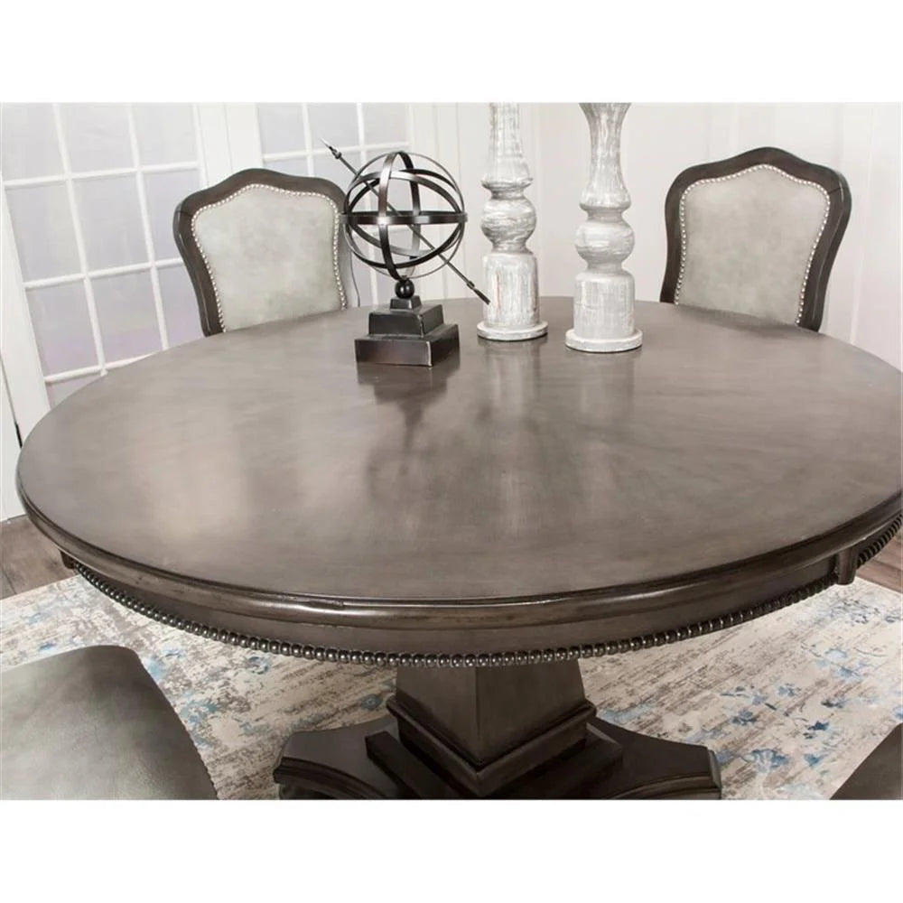 Bowery Hill 48" Round Reversible Top Wood Dining/Poker Table in Gray