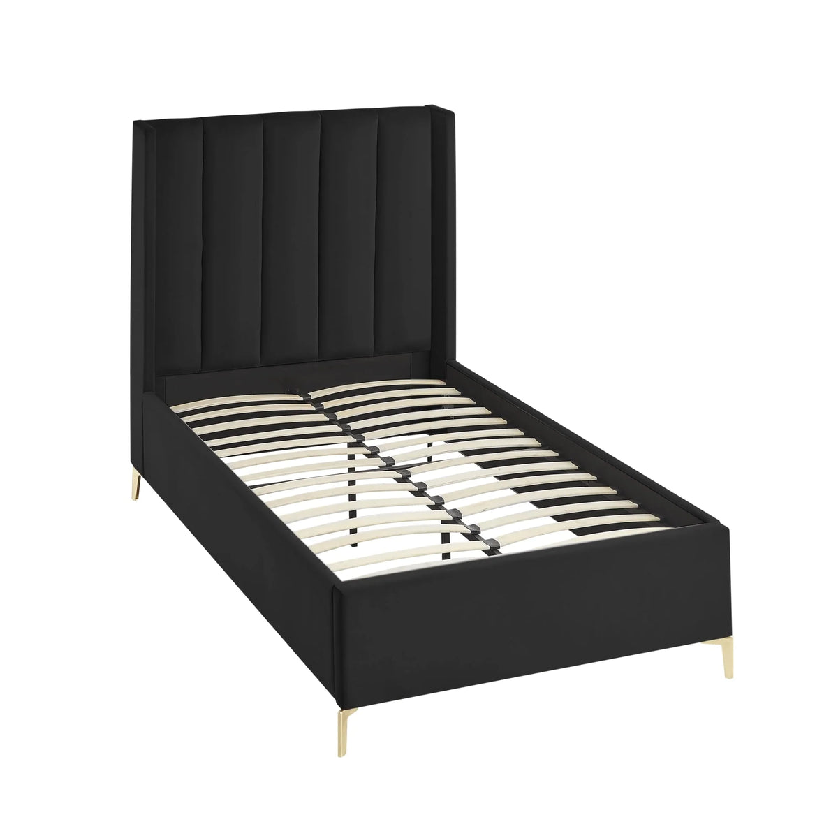 Montrell Upholstered Velvet Full Size Wingback Platform Bed, Black