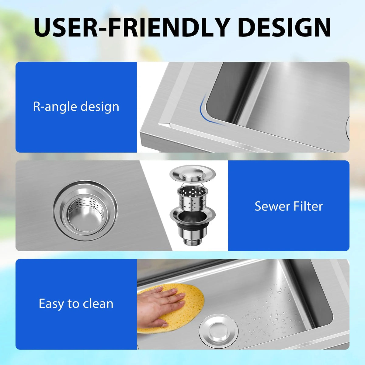 Maritcute 28"x20"x34" Stainless Steel Utility Sink with Hot/Cold Faucet, NSF Certified, for Home and Commercial Use