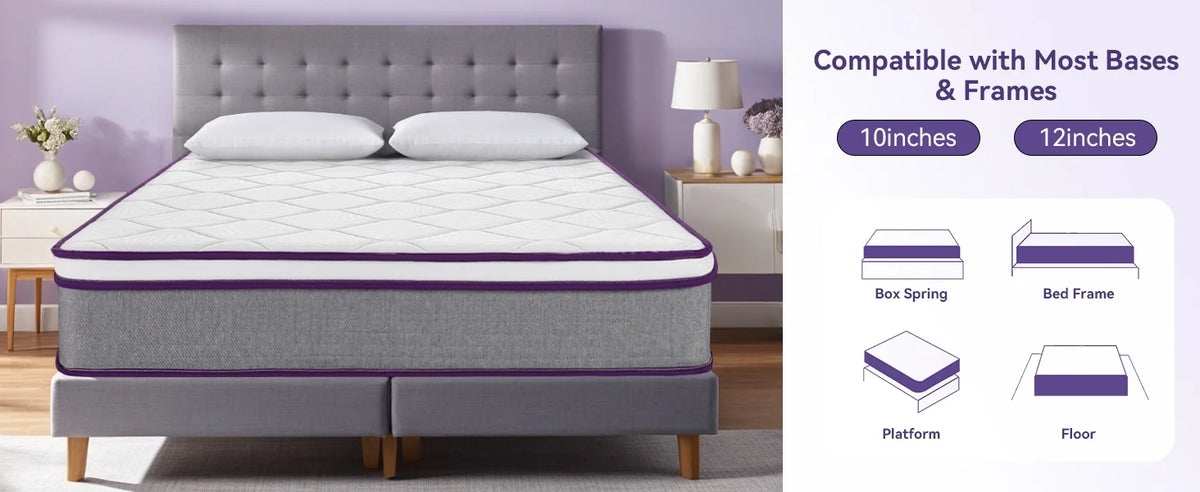 Mattress Twin, 12 Inch Medium Firm Twin Size Mattress in a Box, Hybrid Mattresses with Gel Memory Foam and Pocket Springs for Motion Isolation & Pressure Relief, Strong Edge Support