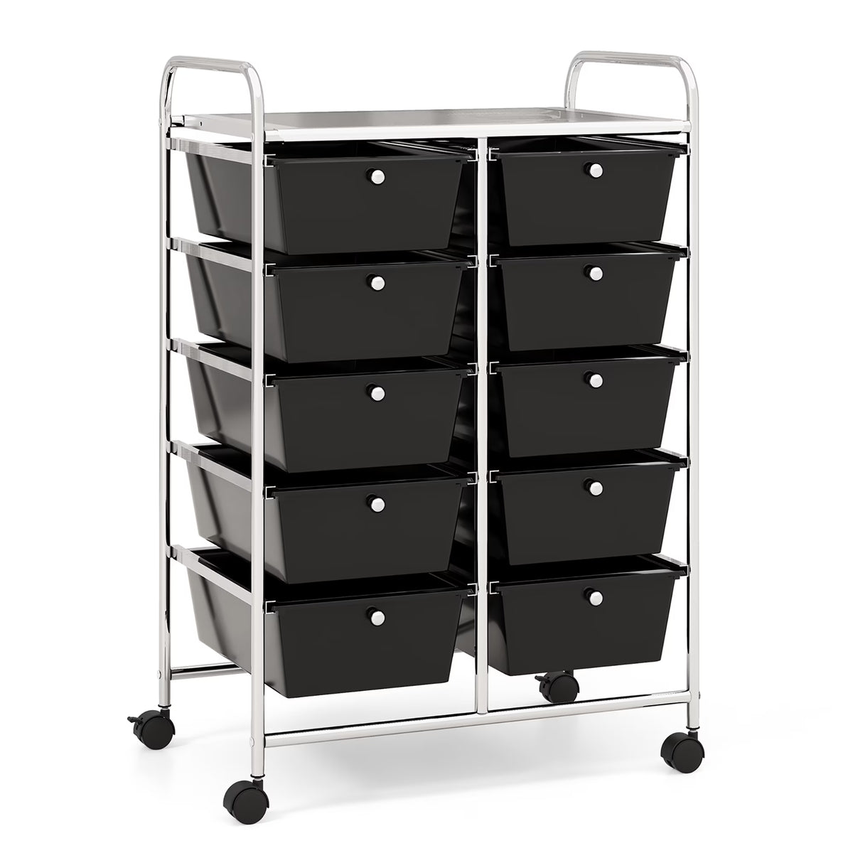Gymax 10-Drawer Rolling Storage Cart Tools Scrapbook Paper Organizer on Wheels Black Gradient