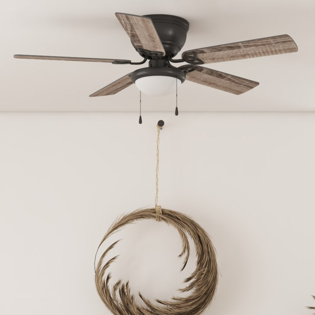 Mainstays 52" Black Traditional Indoor Ceiling Fan with Light, Pull Chain Control & Reverse Airflow