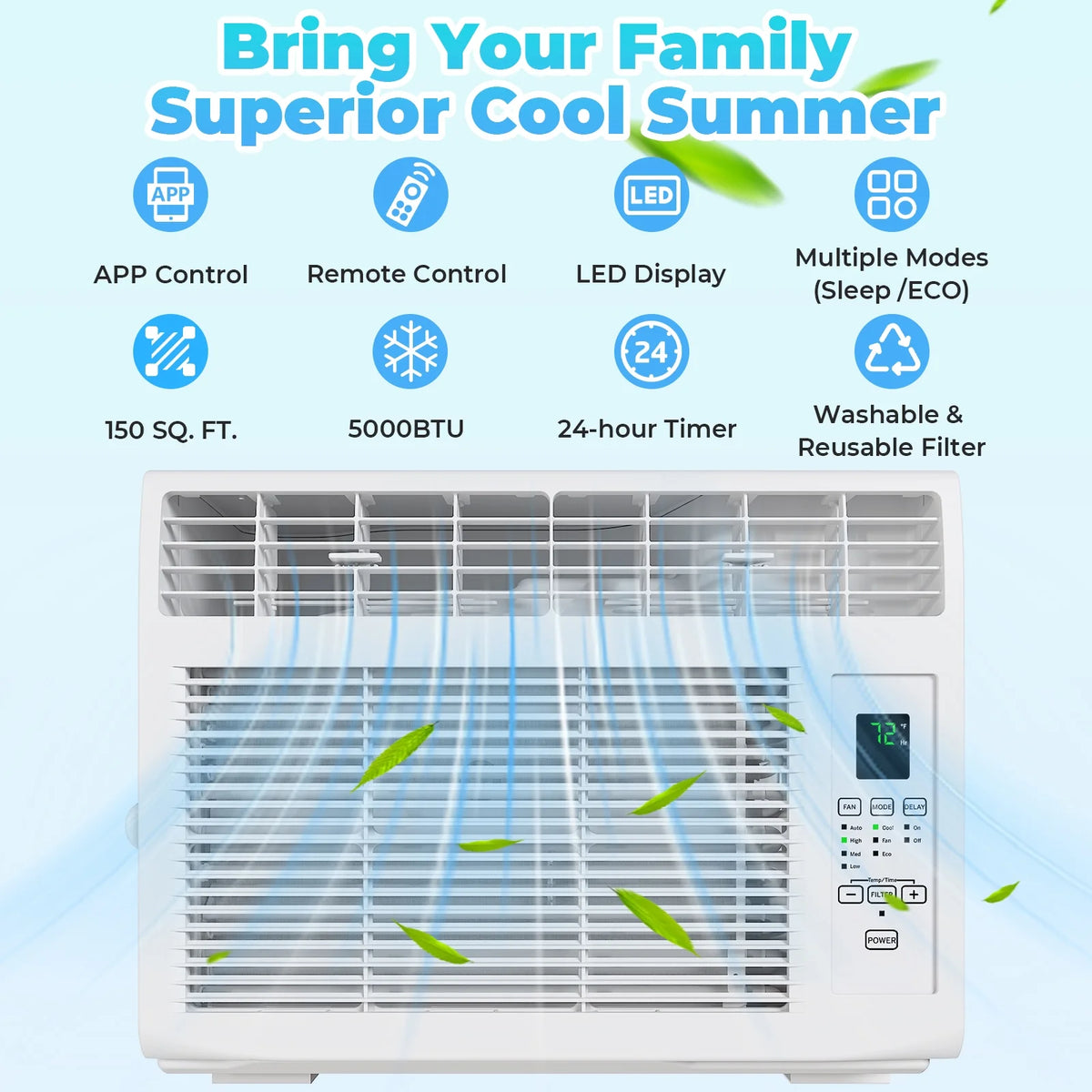Zimtown 6000BTU Window Air Conditioner With Remote Control, White