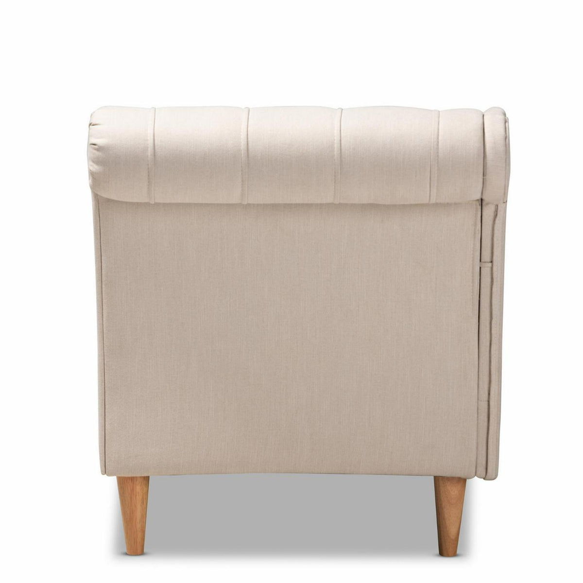 Baxton Studio Emeline Modern and Contemporary Beige Fabric Upholstered Oak Finished Chaise Lounge