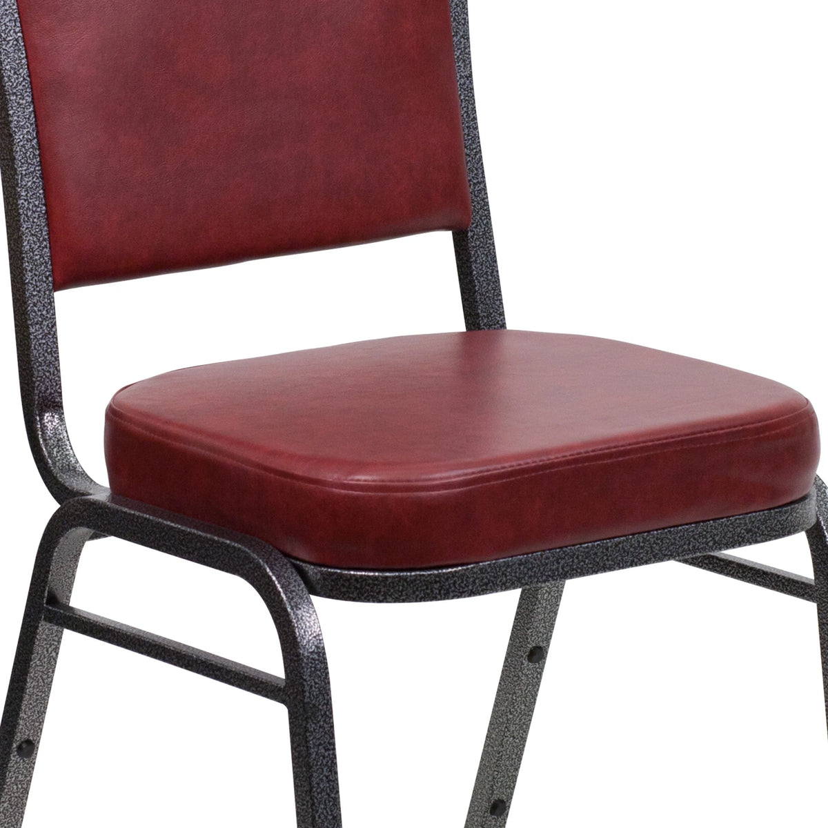 Emma + Oliver 4 Pack Crown Back Stacking Banquet Chair in Navy Vinyl - Silver Vein Frame
