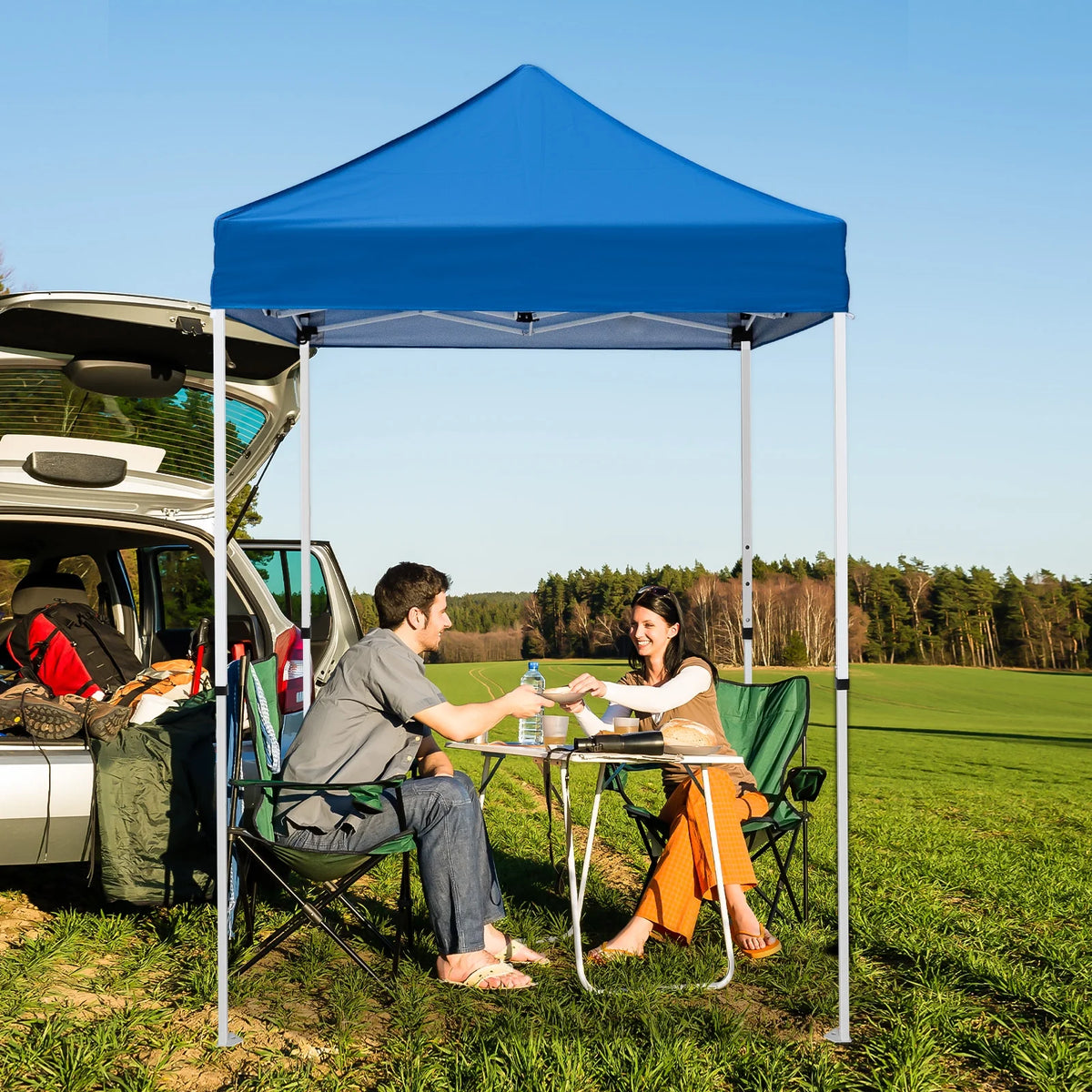 INTER HUT 5x5 Outdoor Pop up Canopy Gazebo, Instant Easy Set up Outdoor Canopy Commercial Fair Shelter, Beige