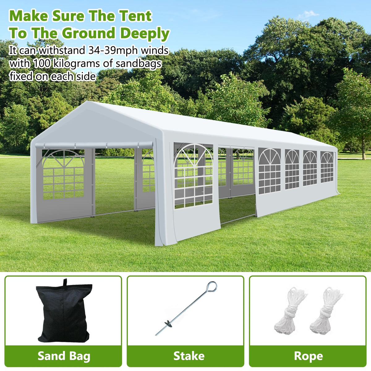 Gartooo 20'x20' Heavy Duty Party Tent, Outdoor Wedding Party Tent with Removable Sidewalls, Outdoor Canopy for Events
