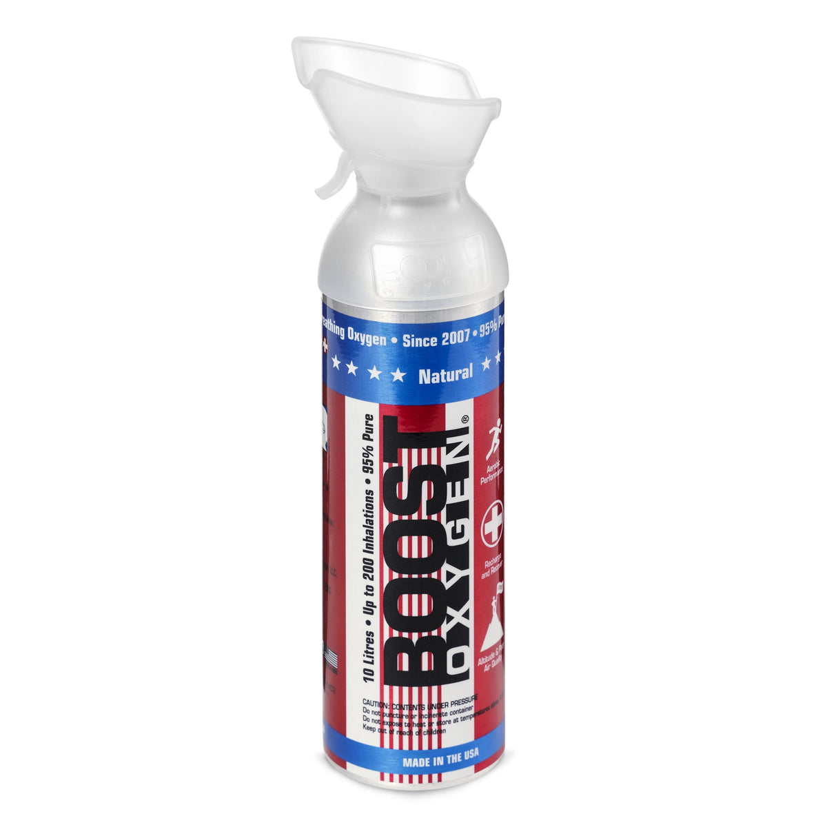 6 Pack 10L Boost Oxygen Stars/Stripes Pure Canned Oxygen Canister, Natural