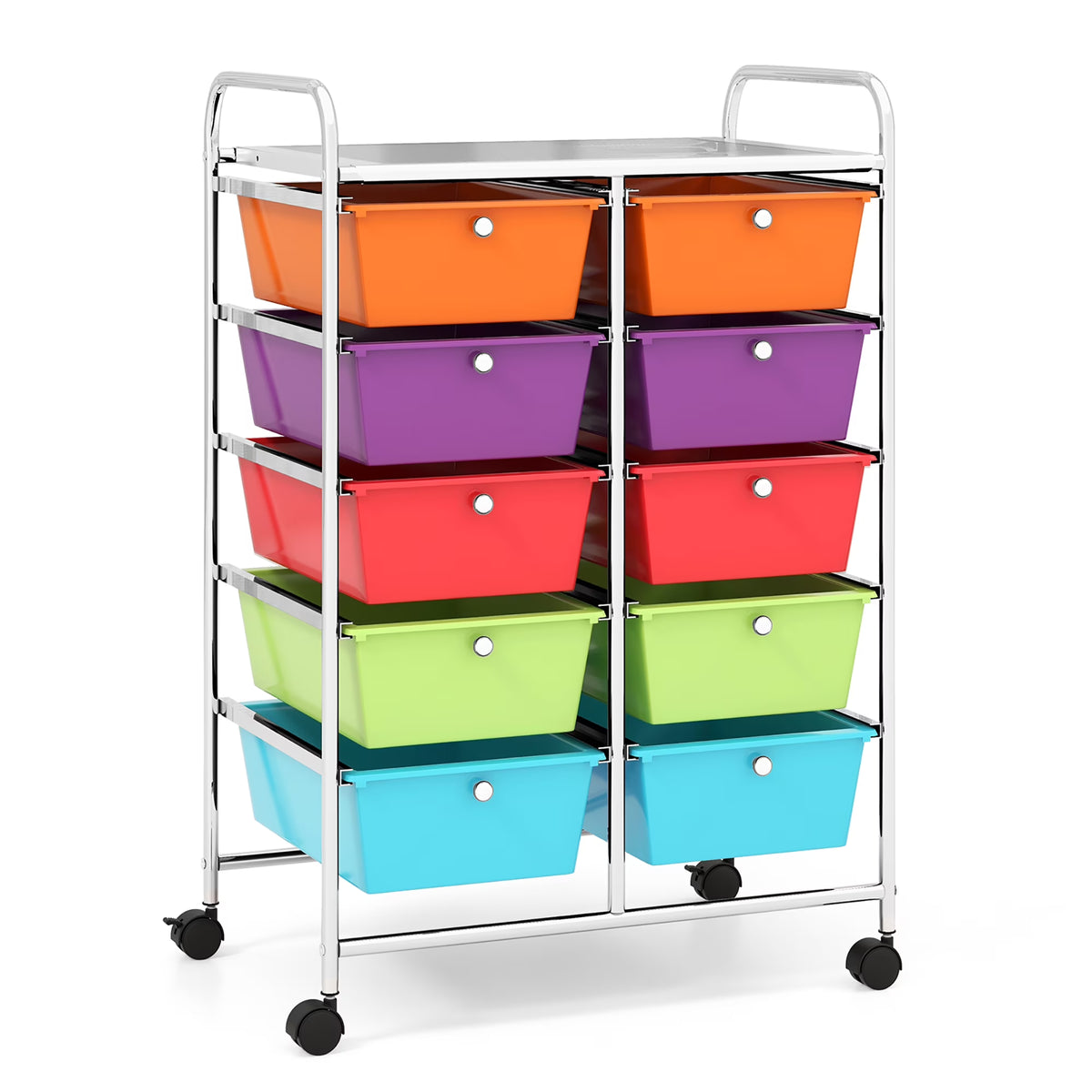 Gymax 10-Drawer Rolling Storage Cart Tools Scrapbook Paper Organizer on Wheels Black Gradient