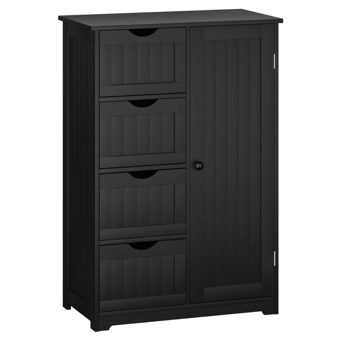Gymax Bathroom Floor Cabinet Storage Organizer Cupboard w/ 4 Drawers Adjustable Shelf Grey