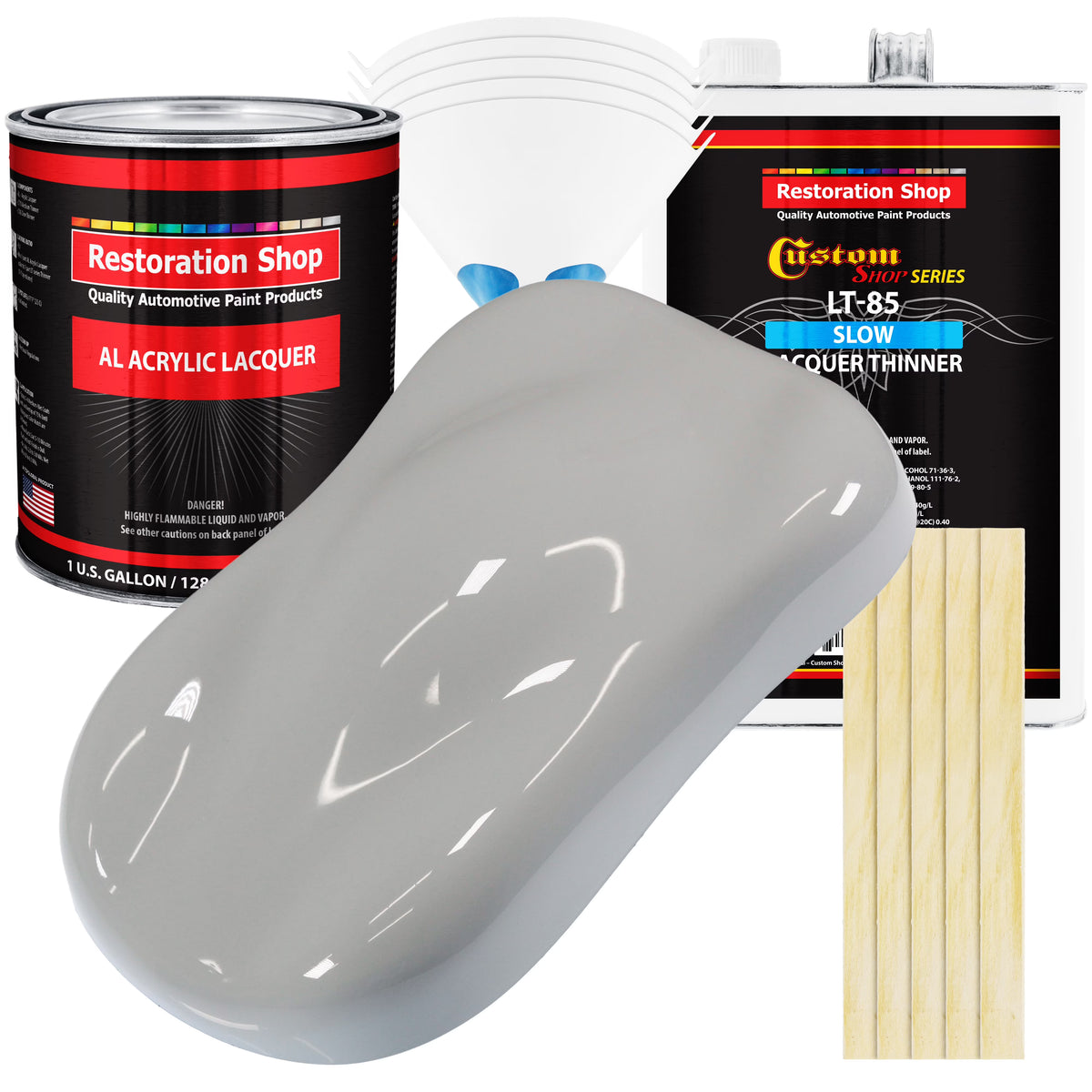 Restoration Shop - Mesa Gray Acrylic Lacquer Auto Paint - Complete Gallon Paint Kit with Slow Thinner