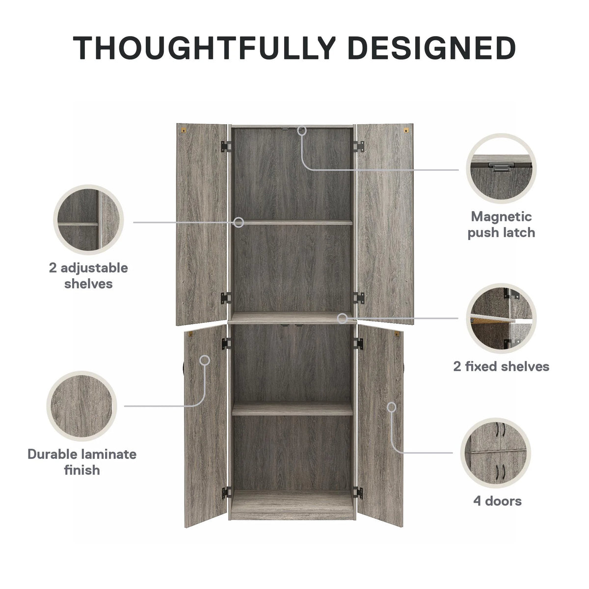 Mainstays 72" 4-Door Storage Cabinet, Espresso