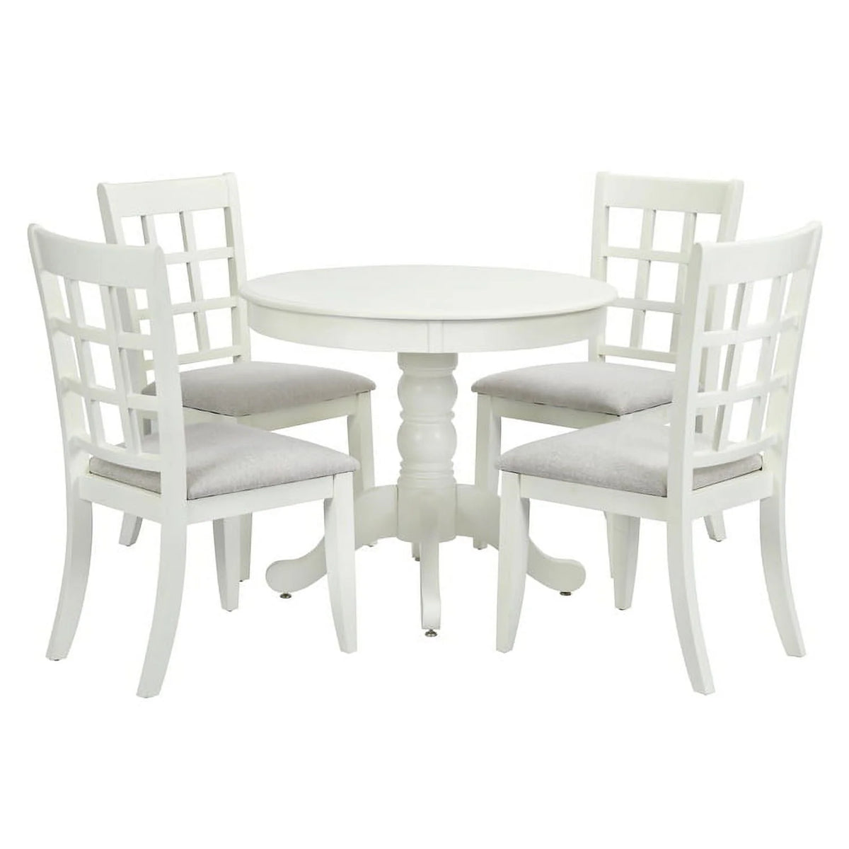 Homylin 35.8" White Round Pedestal Dining Table with Solid Wood Legs