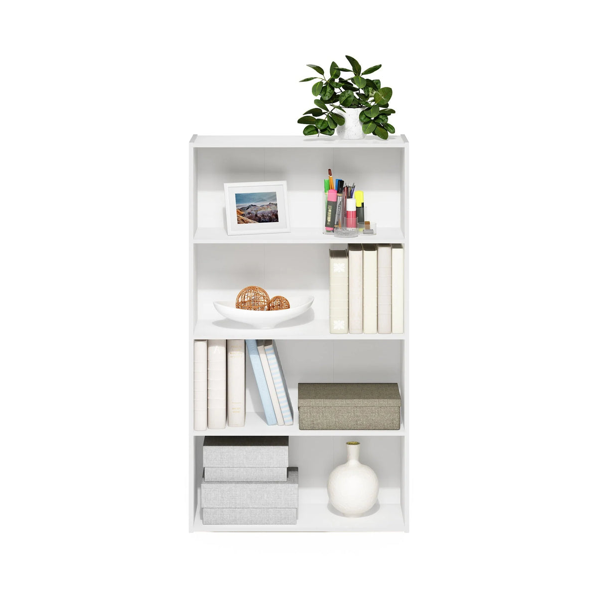 Furinno Pasir 4-Tier Open Shelf, White