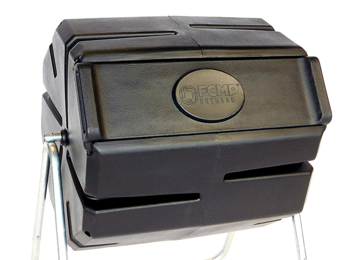 FCMP Outdoor 37 Gallon Single Chamber Roto Tumbling Compost Bin, Black