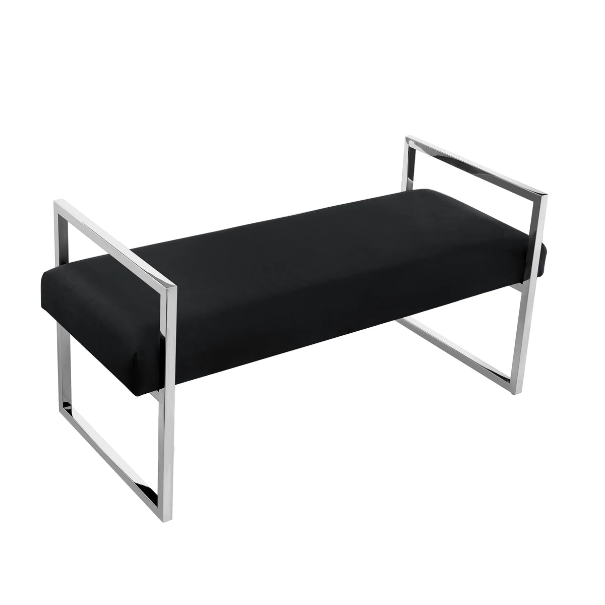 Madisen Velvet Bench with Gold Frame, Navy