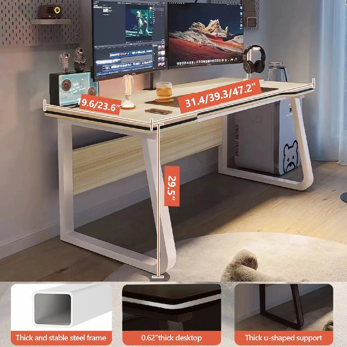 Gaming Desk Computer Writing Table Student Art Modren Simple Style PC Wood Suitable for Home, Office.