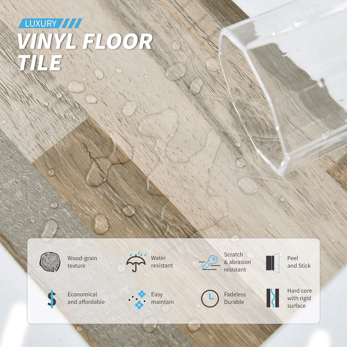 Self-adhesive 6" x 36" x 0.05" Luxury Vinyl Plank(36 pack)