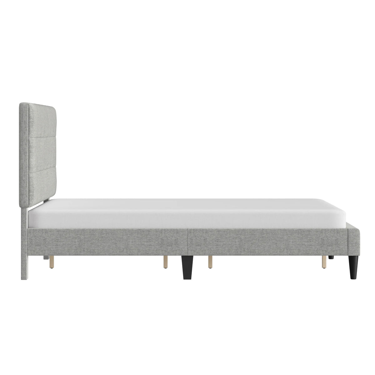 Mainstays Hillside Square Tufted Upholstered Full Platform Bed, Ivory Fabric