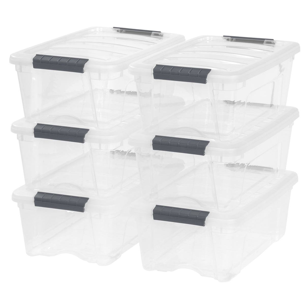 IRIS 12.9 Quart Buckle Up Storage Bin, 6-pack