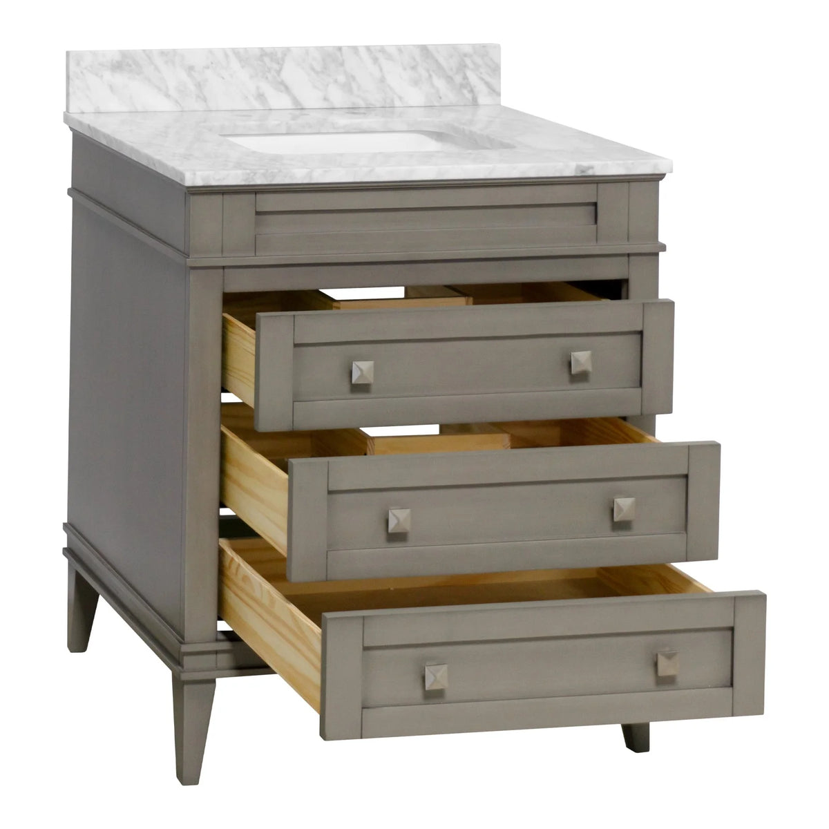 Eleanor 30" Bathroom Vanity with White Cabinet and Carrara Marble Top