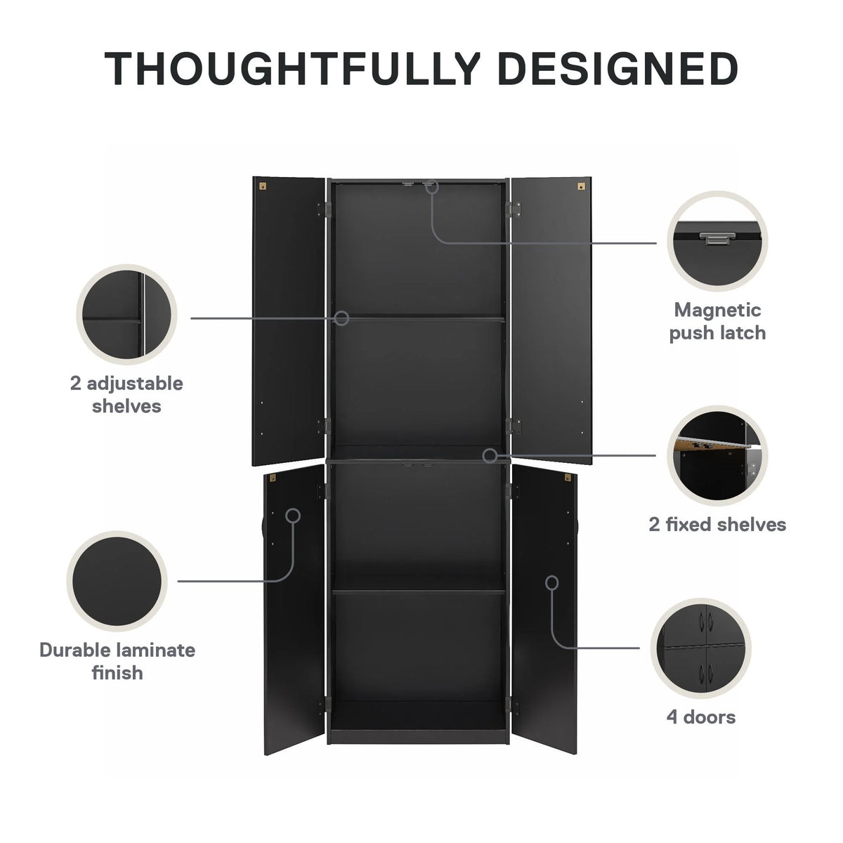 Mainstays 72" 4-Door Storage Cabinet, Espresso