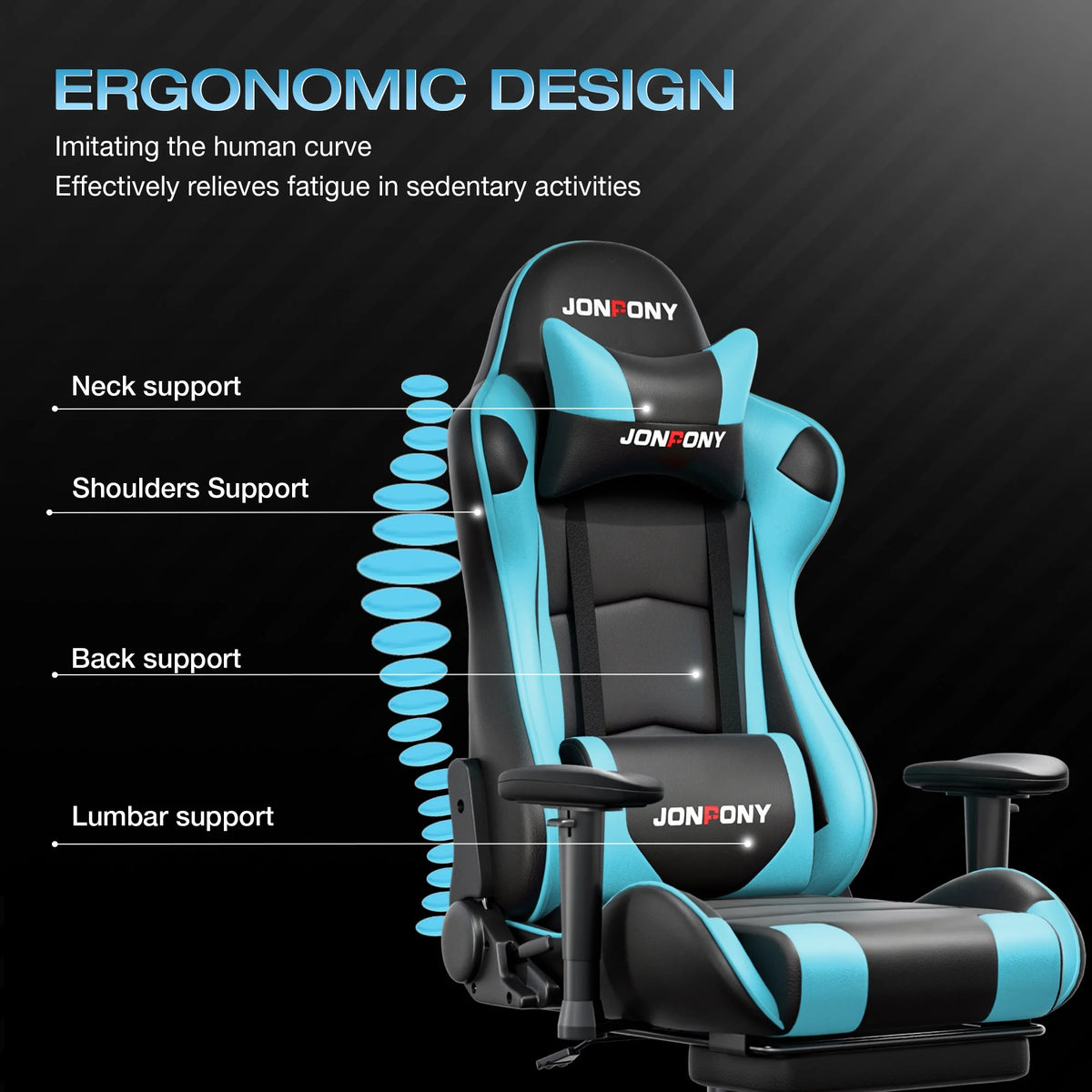 JONPONY Big and Tall 500LBS Gaming Chair, Ergonomic Design, Gamer Chair PU Leather with Footrest and Lumbar Support, High Back Office Chair Support 8 Hours Long Sitting,Red Computer Chair,Red