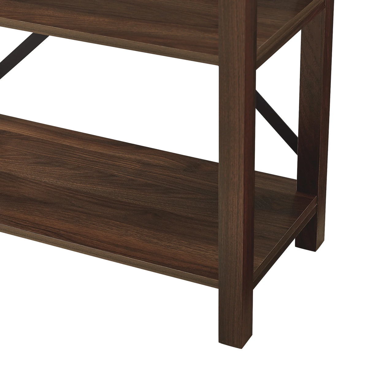 Walker Edison Rustic Industrial 4-Shelf Bookcase, Dark Walnut