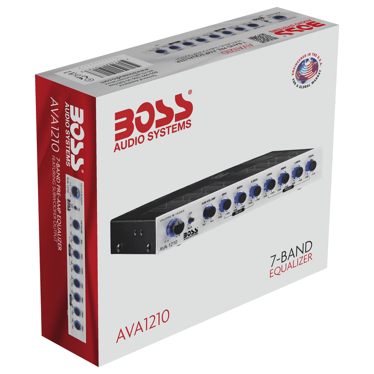 BOSS Audio Systems AVA1210 Car Audio Equalizer 7 Band Pre-Amp With Gold-Plated Front/Rear and Subwoofer Outputs, DPS Processor