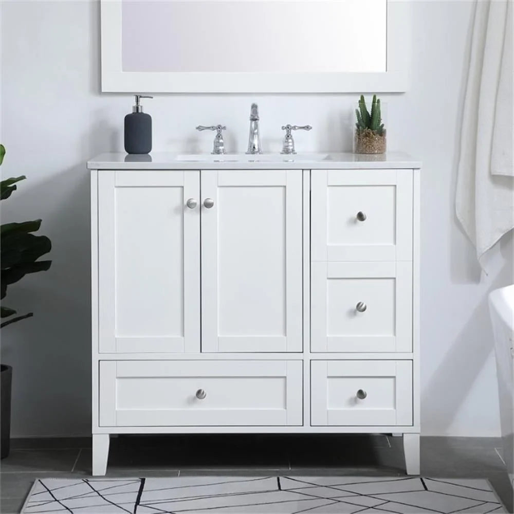 Elegant Decor Sommerville 36" Single Quartz Top Bathroom Vanity in Gray