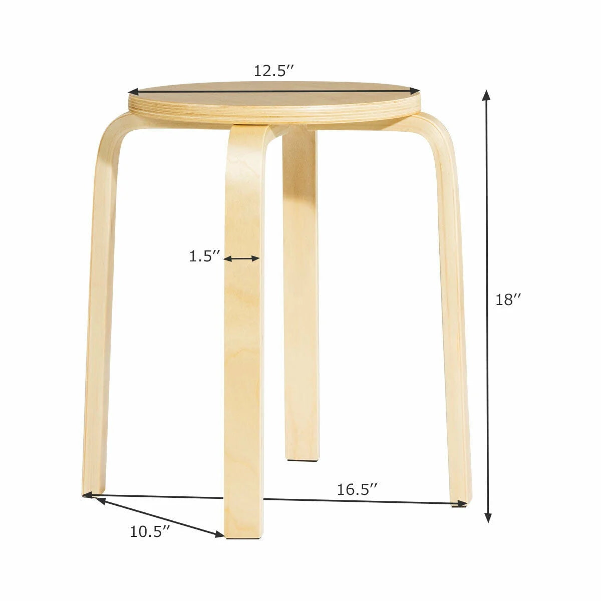Set of 4 18" Stacking Stool Round Dining Chair Backless Wood Home Decor