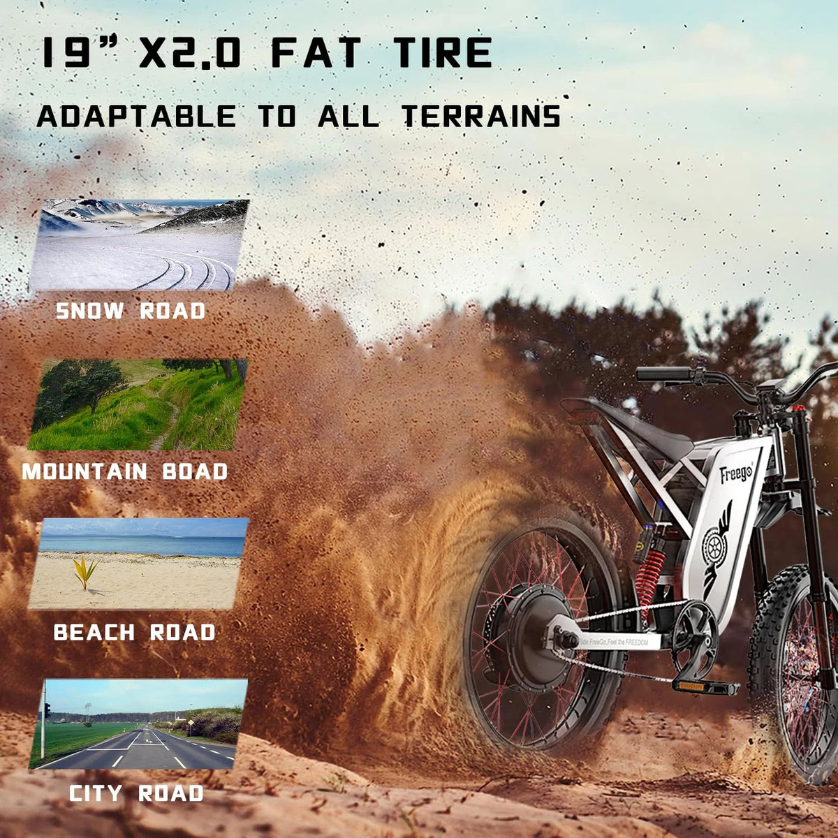 FREEGO X2 Pro Electric Dirt Bike 6000W(Peak) Motor 60V/30Ah Battery,50MPH/80Mile UL2849