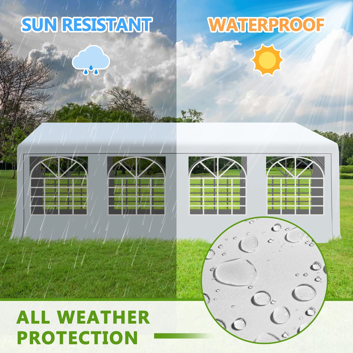 Gartooo 20'x20' Heavy Duty Party Tent, Outdoor Wedding Party Tent with Removable Sidewalls, Outdoor Canopy for Events