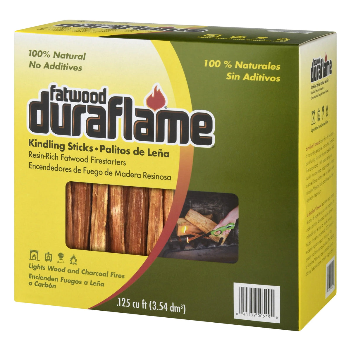 Duraflame Fatwood Fire Starters for Firewood or Charcoal, .125 Cu ft