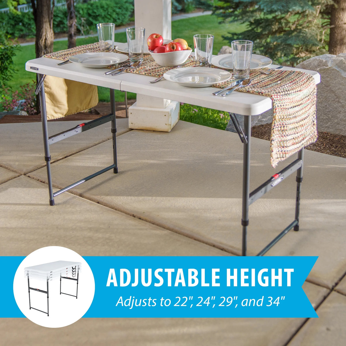 Lifetime 4-Foot Fold-in-Half Adjustable Table (Residential)