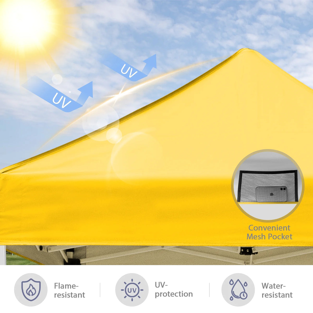 INTER HUT 5x5 Outdoor Pop up Canopy Gazebo, Instant Easy Set up Outdoor Canopy Commercial Fair Shelter, Beige
