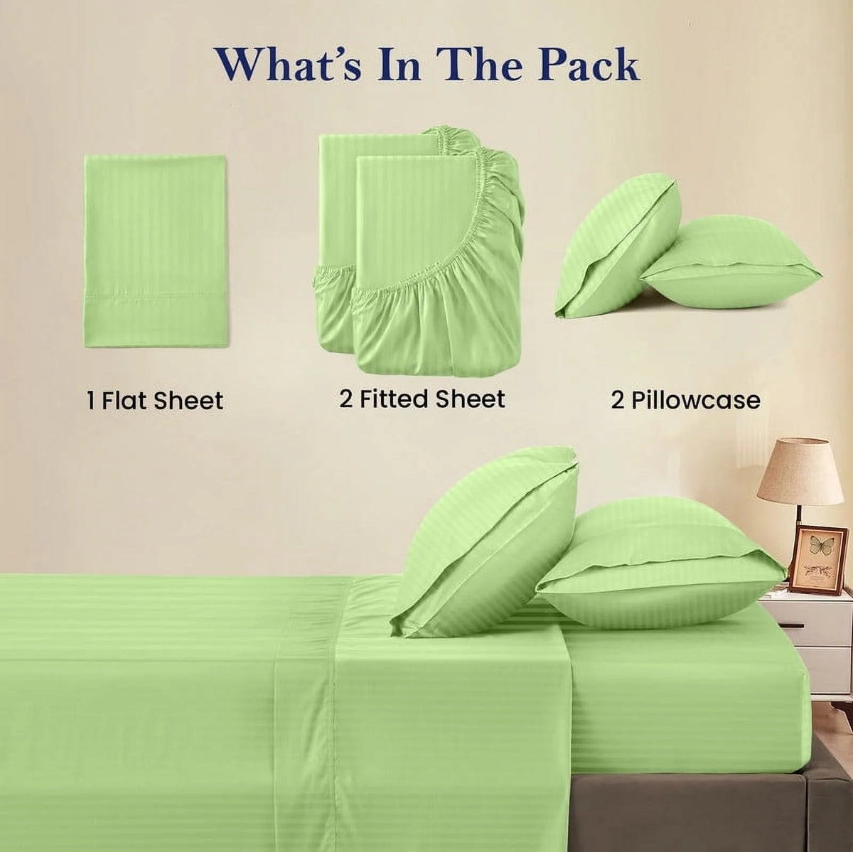 5-Piece Split Queen Sheet Set, 800 Thread Count, 100% Egyptian Cotton, Color Aqua Blue Stripe Pattern, Fits 16-Inch Deep Mattresses