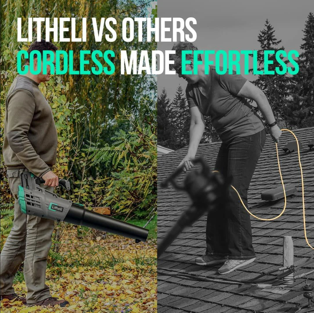 Litheli 40V Cordless Leaf Blower with Variable Speed Control Max 85MPH 350CFM Axial Blower with 2.0Ah Battery & Charger