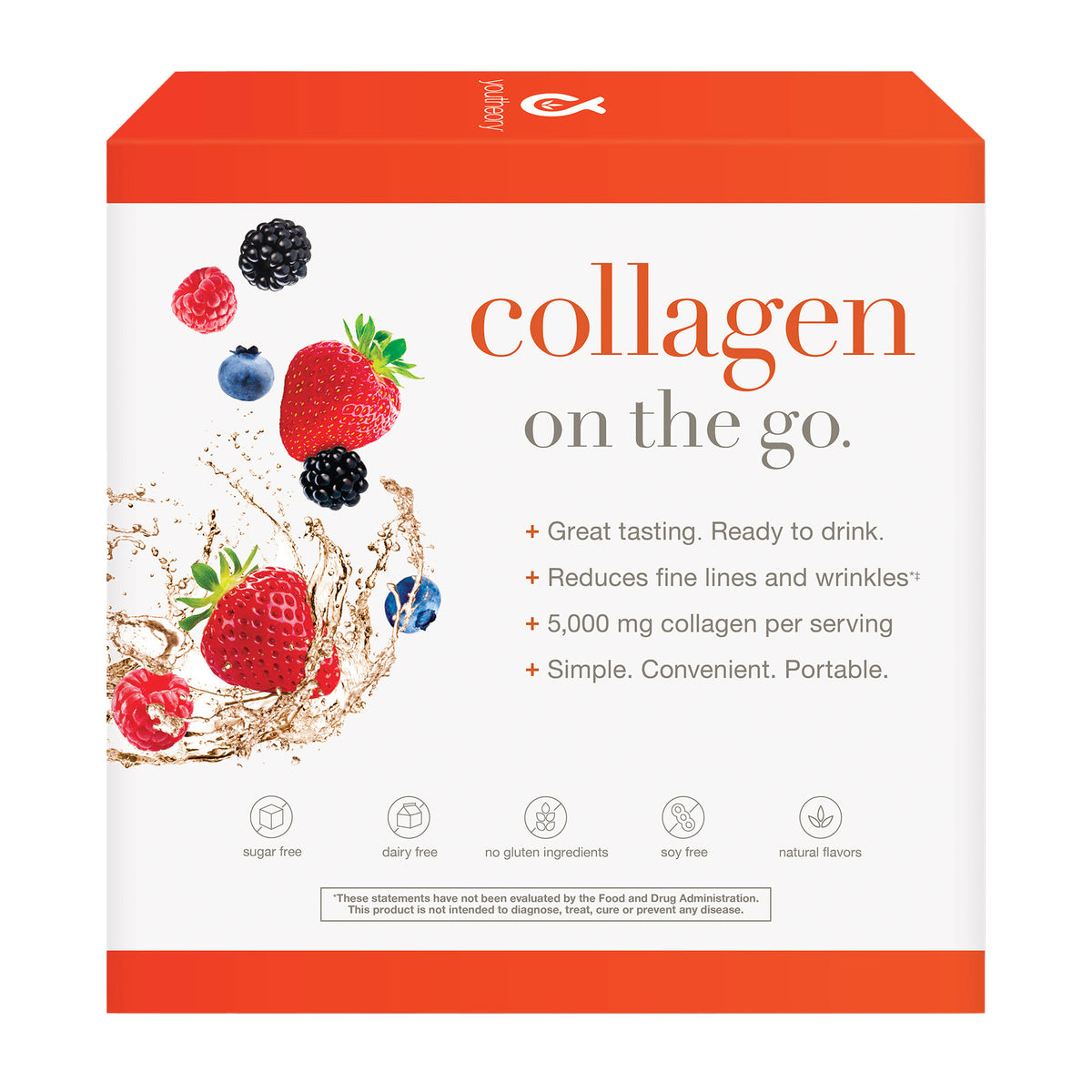 youtheory Collagen Liquid,  Berry Flavor, 30 Packets