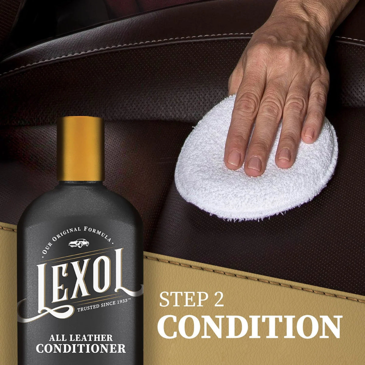 Lexol Complete 2-Step Leather Care Cleaner & Conditioner Kit with Applicator Sponges