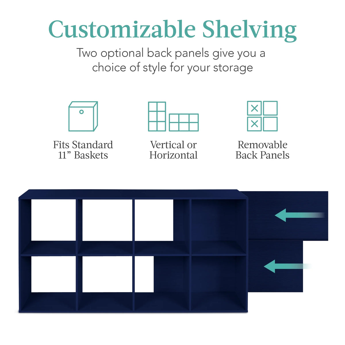 Best Choice Products 8-Cube Bookshelf, 11in Display Storage System, Organizer w/ Removable Back Panels - Black