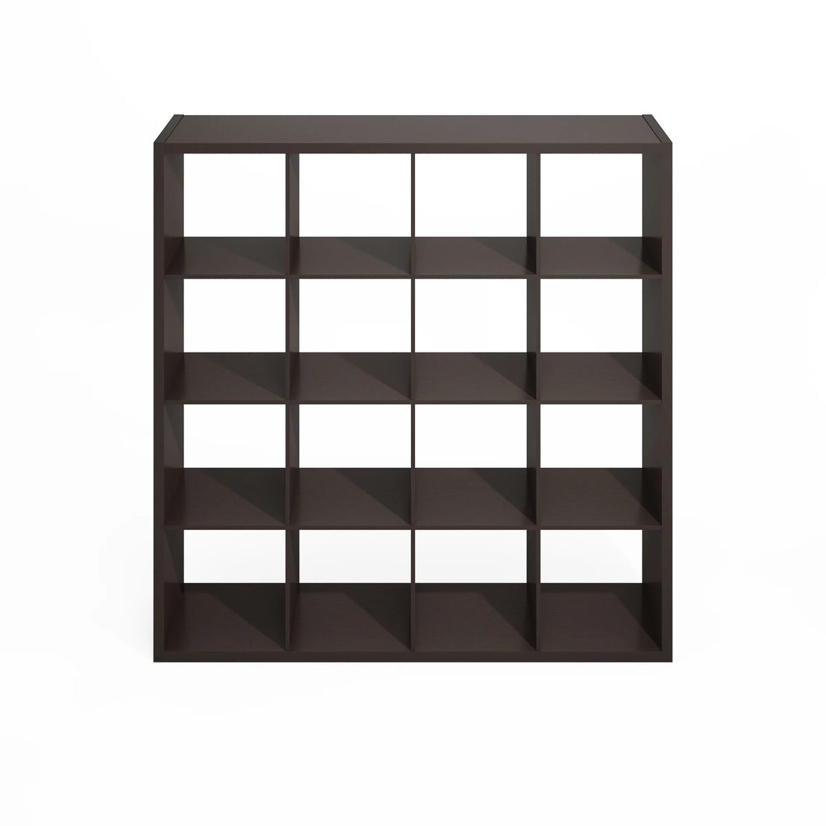 Furinno Simple Open Back Cube Storage Organizer, Standing Shelf, 16-Cube, Dark Oak