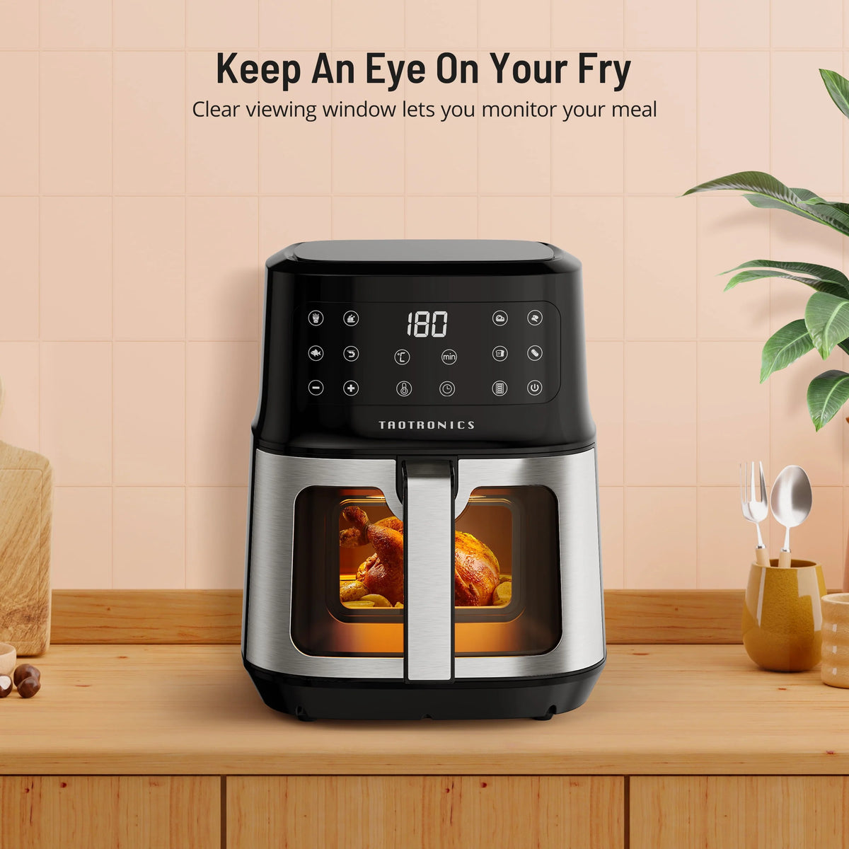 TaoTronics Air Fryer, 8-in-1 Airfryer Oven with Viewing Window Smart Touch 5.3 Quart