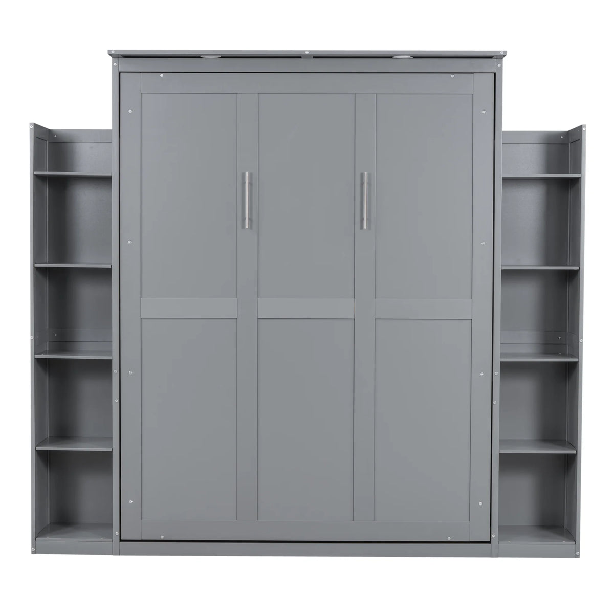 Harper & Bright Designs Full Size Murphy Bed with Shelves, Foldable Wall Bedframe w/Flexible Slats Support, Space-Saving Design, Can Be Folded Into Cabinet, White
