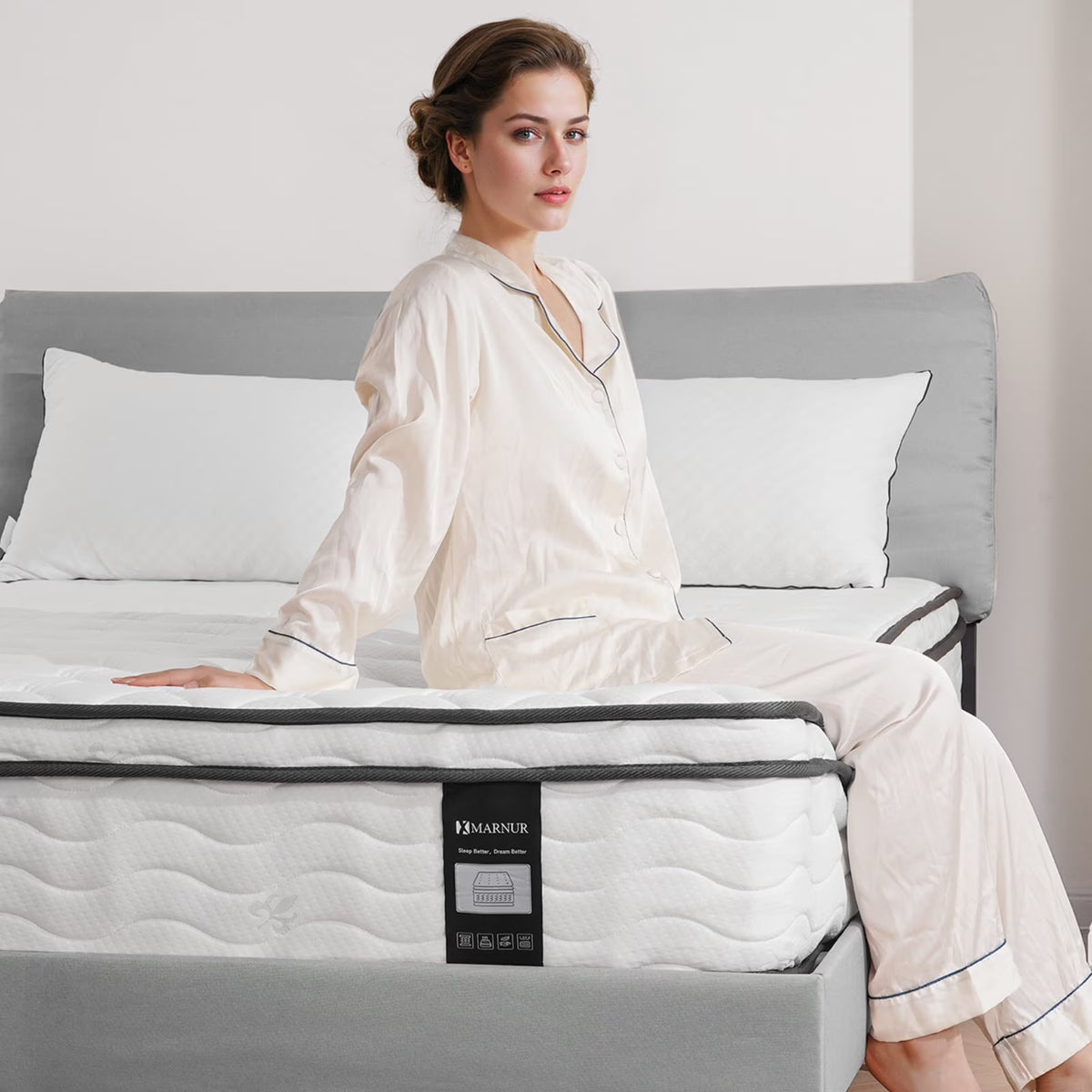 MARNUR 10 inch Queen Hybrid Mattress with Memory Foam, Medium Firm, Euro Top