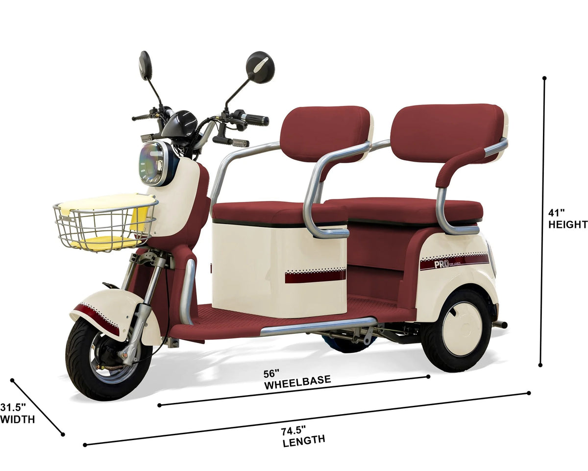 Massimo MGC E-Trike 3-Wheel Electric Cart �C 17 MPH, 2-Seater Adult Scooter �C Blue