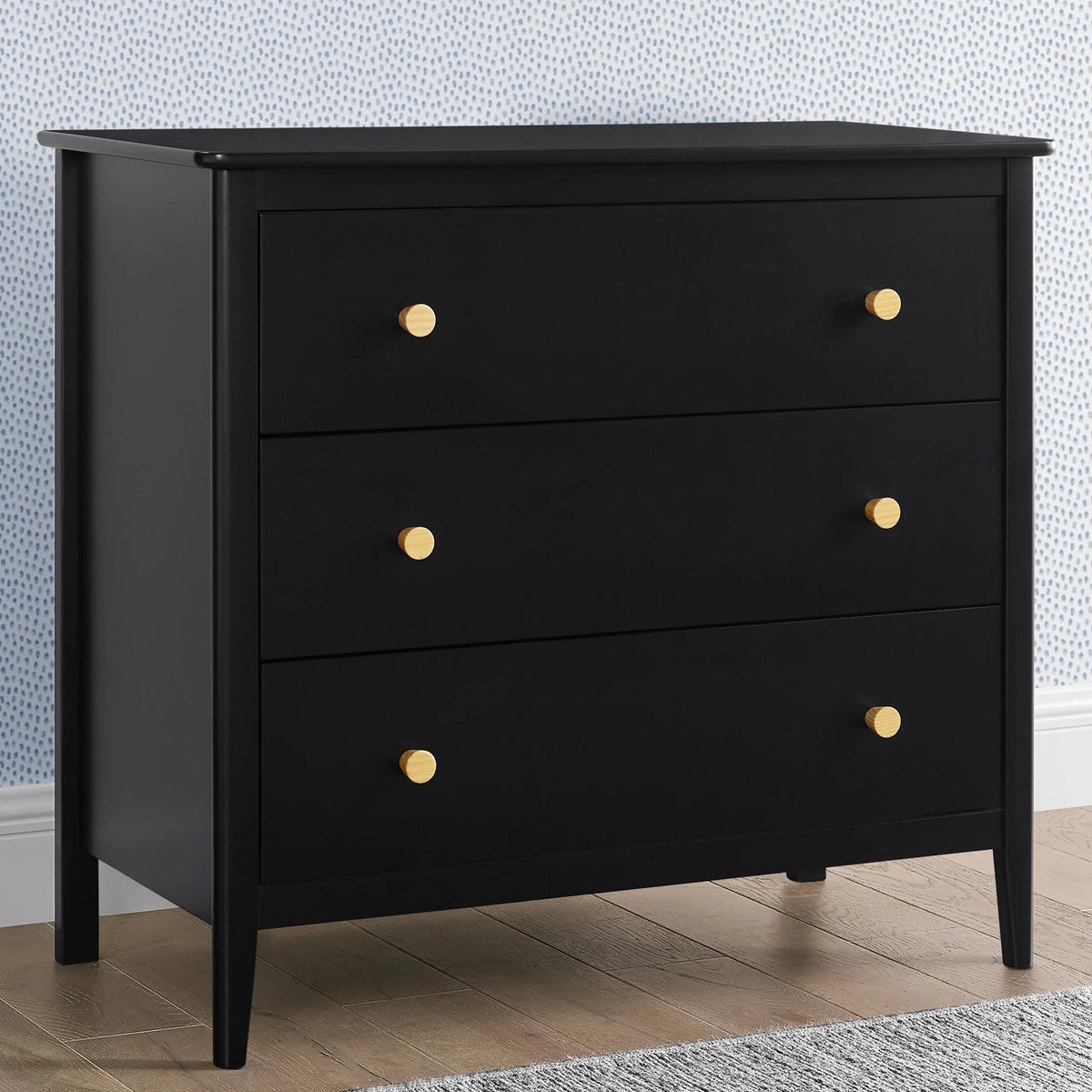 Delta Children Casey 3 Drawer Dresser with Interlocking Drawers, Black Ebony/Natural