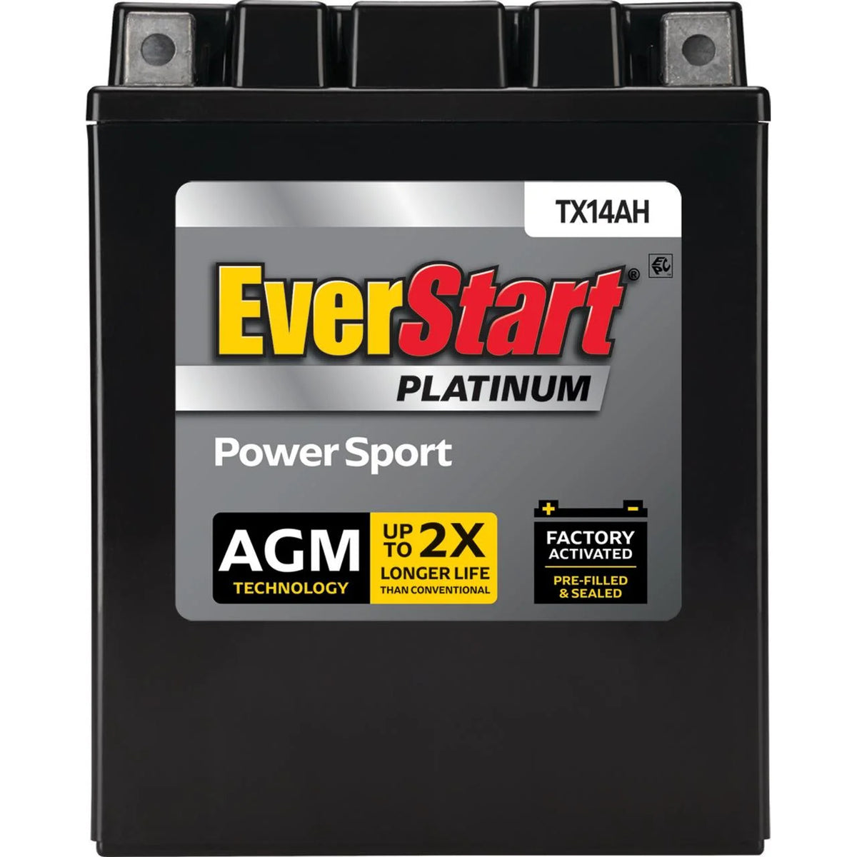 EverStart Platinum BOXED AGM PowerSport Battery, Group Size TX14AH 12 Volt, 210 CCA
